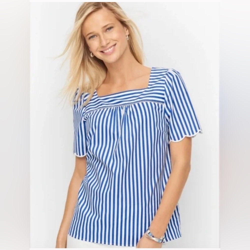 Talbots Blue and White Striped Blouse
